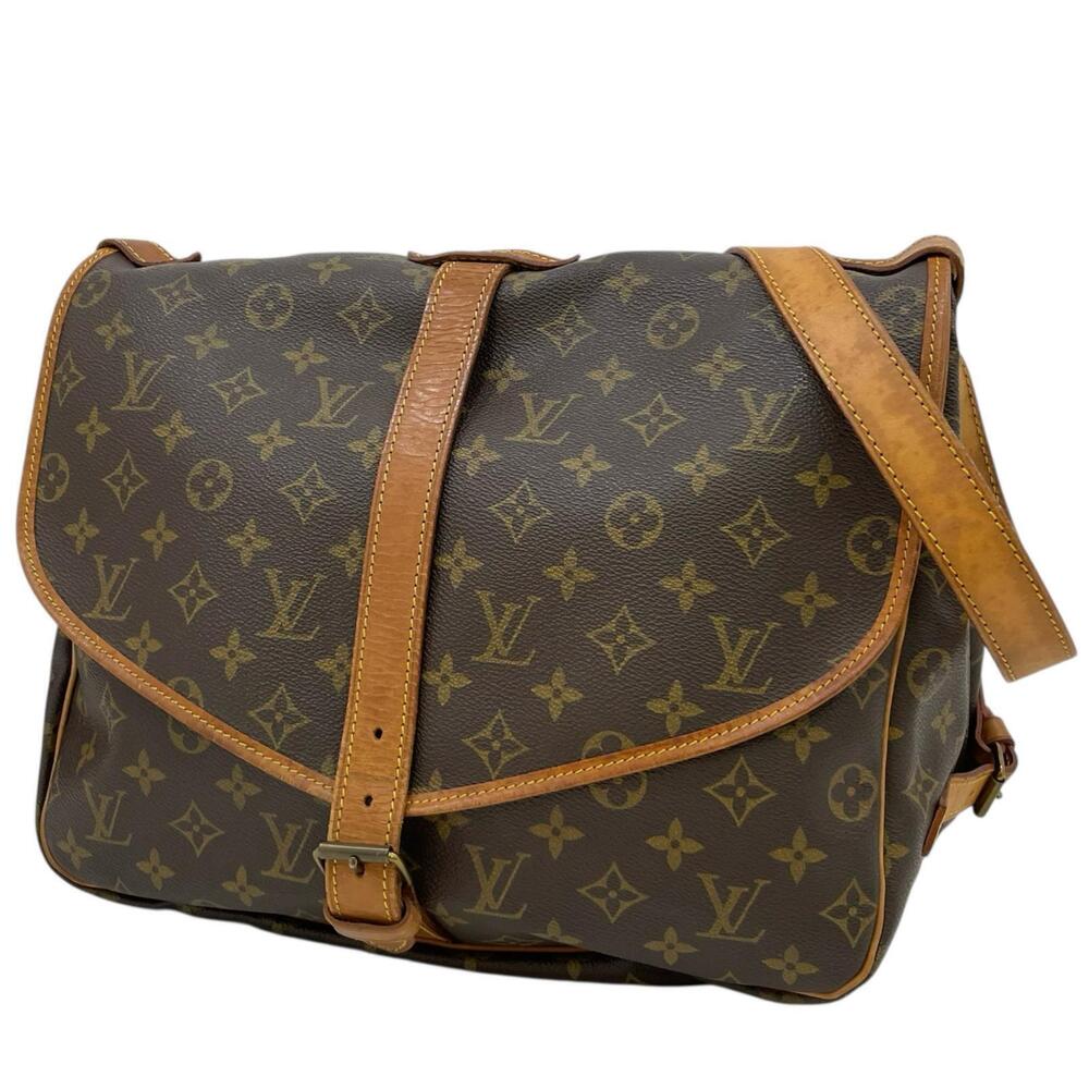 LOUIS VUITTON Saumur Monogram Shoulder Bag Brown
